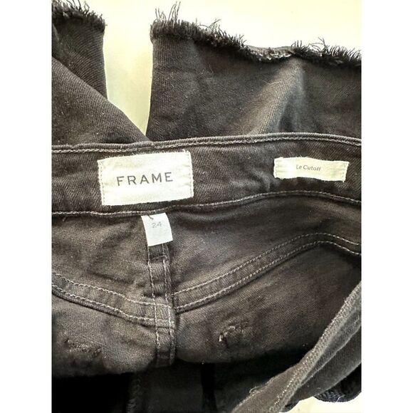 Frame Le Cutoff Denim Shorts in Black Size 24 - Picture 3 of 3